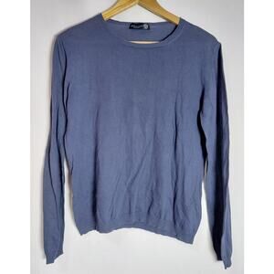 DAL LAGO Wool Made in Italy Sweater Blue Solid Knit Size 14-See Measurements